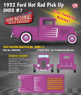 Ford  - Hot Rod Pick-up Custom 1932 purple - 1:18 - Acme Diecast - 1804105 - acme1804105 | The Diecast Company