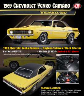Chevrolet  - Yenko Camaro SC 1969 yellow/black - 1:18 - Acme Diecast - 1805729 - acme1805729 | The Diecast Company