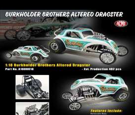 Fiat  - Altered Dragster white/turquoise - 1:18 - Acme Diecast - 1800818 - acme1800818 | The Diecast Company
