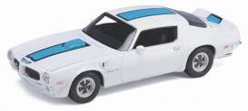 Pontiac  - 1972 white w/blue stripe - 1:18 - Welly - 12566w - welly12566w | The Diecast Company