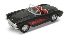 Chevrolet Corvette - 1957 black/red - 1:24 - Welly - 29393bk - welly29393bk | The Diecast Company