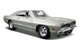 Dodge  - 1969 silver - 1:24 - Maisto - 31256s - mai31256s | The Diecast Company