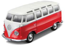 Volkswagen  - T1 Samba  red/white - 1:64 - Bburago - 59036r - bura59036r | The Diecast Company