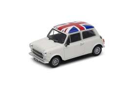 Mini  - Cooper 1300 cream/UK flag - 1:24 - Welly - 22496UK - welly22496UK | The Diecast Company