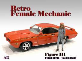 Figures  - Retro Female Mechanic III 2021  - 1:18 - American Diorama - 38246 - AD38246 | The Diecast Company