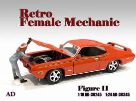 Figures  - Retro Female Mechanic II 2020  - 1:24 - American Diorama - 38345 - AD38345 | The Diecast Company