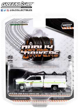 Ram  - 3500 Dually 2018 white/green - 1:64 - GreenLight - 46100E - gl46100E | The Diecast Company