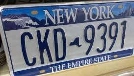 Funny Plates  - New York CKD-9391 white/blue - Tac Signs - funNewYorkCKD9391 | The Diecast Company