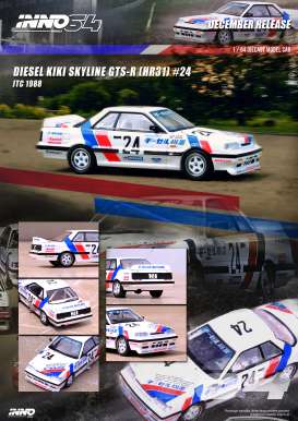 Nissan  - Skyline GTS-R (HR31) #24 1988 white/red/blue - 1:64 - Inno Models - in64-R31-24JTC88 - in64-R31-24JTC88 | The Diecast Company