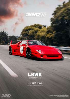 LB Works  - LBWK F40 Tokyo Salon red - 1:18 - Inno Models - in18R-LBWKF40-RED - in18R-LBWKF40-RED | The Diecast Company