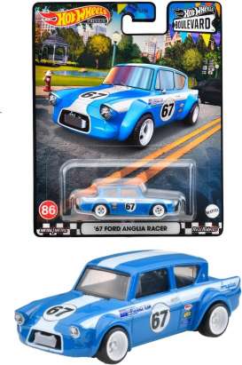 Ford  - Anglia Racer #67 1967 blue/white - 1:64 - Hotwheels - HKF32 - hwmvHKF32 | The Diecast Company