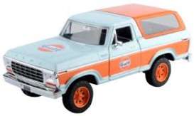 Ford  - Bronco 1978 light blue/orange - 1:24 - Motor Max - 79662 - mmax79662 | The Diecast Company