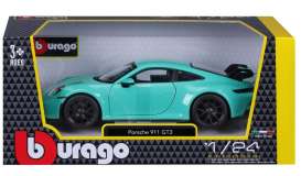 Porsche  - 911 GT3 2021 turquoise - 1:24 - Bburago - 21104T - bura21104T | The Diecast Company