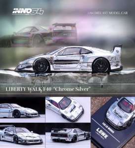 LB Works  - F40 chrome silver - 1:64 - Inno Models - in64-LBWKF40-CHS - in64-LBWKF40-CHS | The Diecast Company