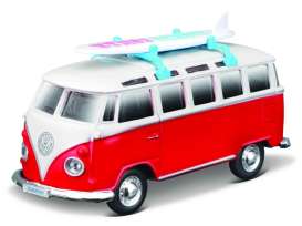 Volkswagen  - Samba Van red/white - Maisto - 21237R - mai21237R | The Diecast Company