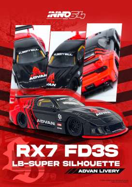 Mazda  - RX7 black/red - 1:64 - Inno Models - in64-LBWK-RX7-05 - in64-LBWK-RX7-05 | The Diecast Company