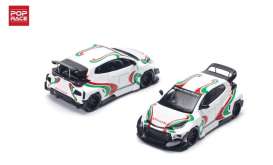 Toyota  - Pandem GR Yaris white/green/red - 1:64 - Pop Race Limited - PR640136 - PR640136 | The Diecast Company