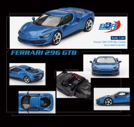 Ferrari  - 296 GTB 2024 blue - 1:64 - BBR - BBRFER64004 - BBRFER64004 | The Diecast Company