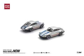 Porsche  - Singer silver/blue - 1:64 - Pop Race Limited - PR640188 - PR640188 | The Diecast Company