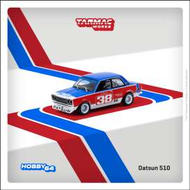 Datsun  - 510 1973 white/blue/red - 1:64 - Tarmac - T64-052-73SCCA38 - TC-T64-052-73SCCA38 | The Diecast Company