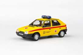 Skoda  - Favorit 136L 1988 yellow/red - 1:43 - Abrex - 143ABSX-708XO3 - ab143ABSX-708XO3 | The Diecast Company