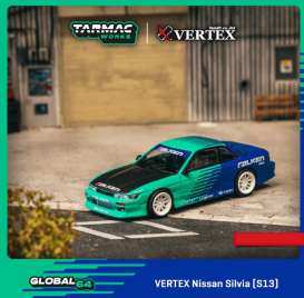 Nissan  - Silvia green/blue - 1:64 - Tarmac - T64G-025-FA - TC-T64G-025-FA | The Diecast Company