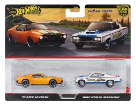 AMC  - Javelin & Rebel Machine orange & white - 1:64 - Hotwheels - JBL06 - hwmvJBL06 | The Diecast Company