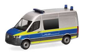 Mercedes Benz  - Sprinter silver/blue/yellow - 1:87 - Herpa - H098304 - herpa098304 | The Diecast Company