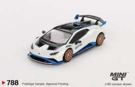 Lamborghini  - Huracan 2023 white/blue/black - 1:64 - Mini GT - 00788-L - MGT00788lhd | The Diecast Company