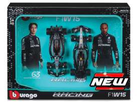 Mercedes Benz AMG - W15 2024 black/silver/turquoise - 1:43 - Bburago - 18-38115 - bura38115 | The Diecast Company