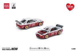   - Pandem Silvia S13 red/silver - 1:64 - Pop Race Limited - PR640258 - PR640258 | The Diecast Company